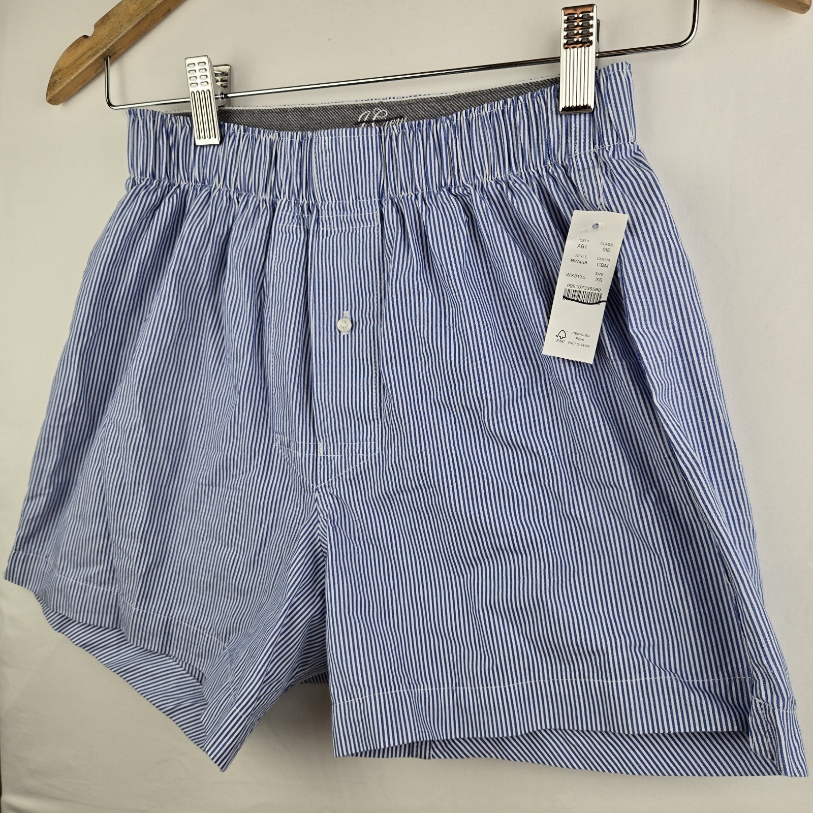 J Crew Striped Boxers Blue White Mens Size Xs Cotton